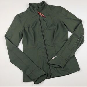 Zella Army Green Scroll Zip-Up Workout Jacket